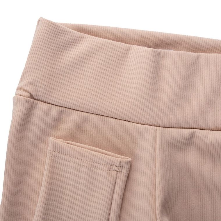 Legginsy damskie, prążkowane, beżowe, Hoop