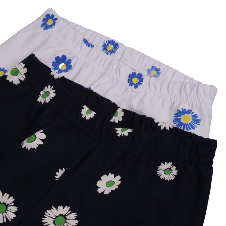 Legginsy dziewczęce 3/4, białe, granatowe, zestaw, 2 szt., Tup Tup