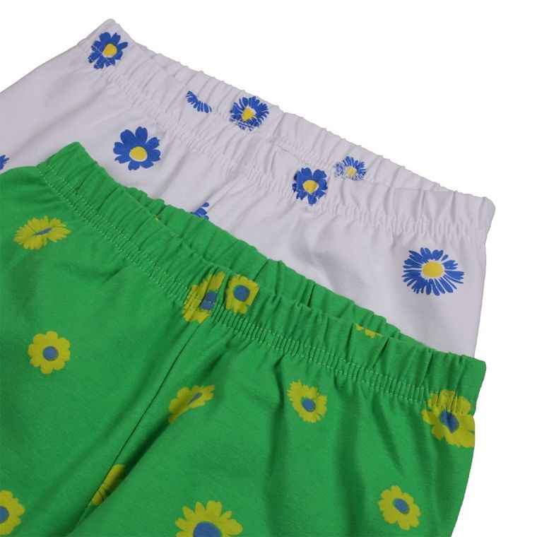 Legginsy dziewczęce 3/4, białe, zielone, zestaw, 2 szt., Tup Tup