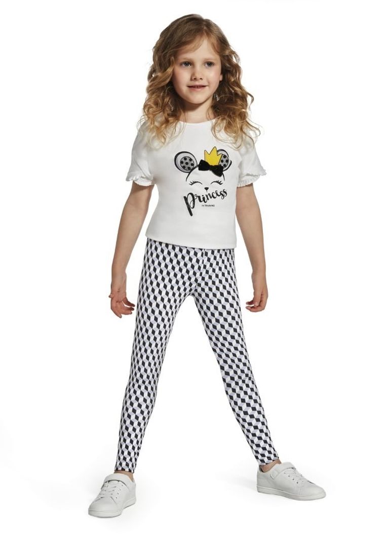 Legginsy dziewczęce, czarno-białe, Dora, Bas Bleu