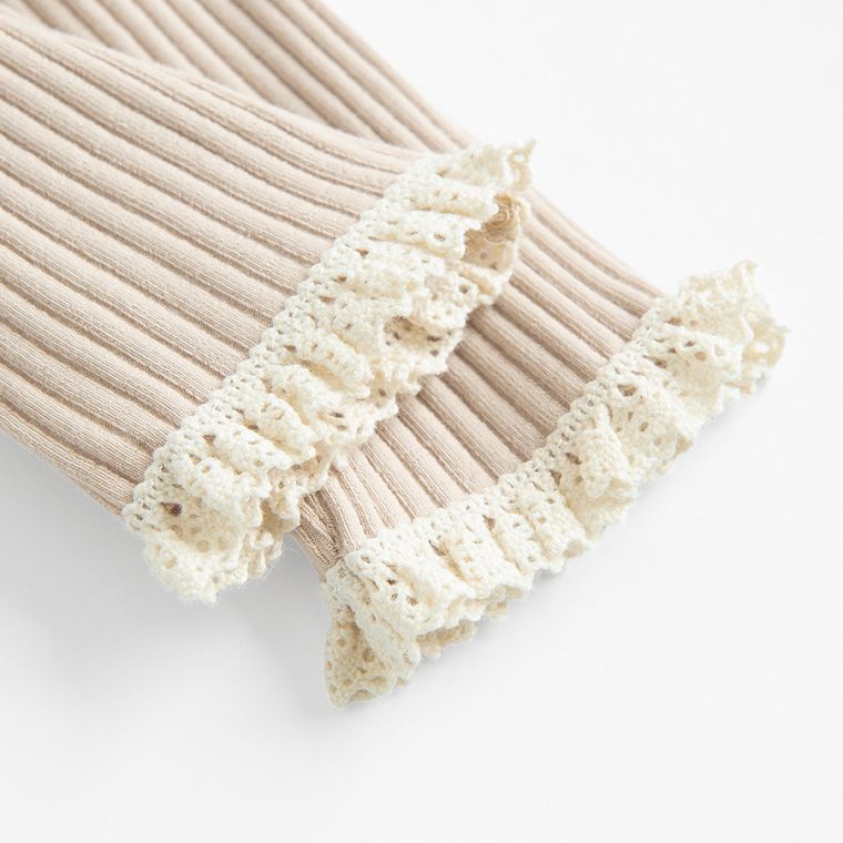 Legginsy dziewczęce, prążkowane, beżowe, Nicol