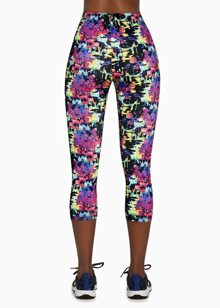 Legginsy sportowe damskie 3/4, mix, Bas Black