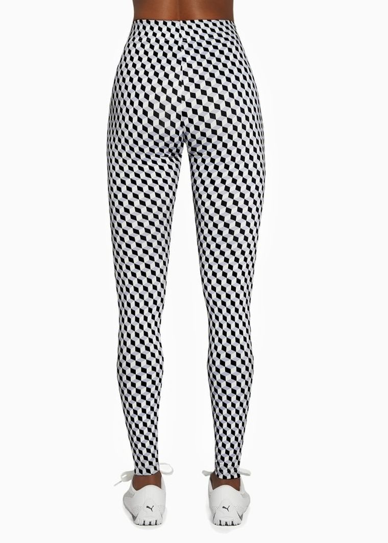 Legginsy sportowe damskie, biało-czarne, wzorki, Bas Black