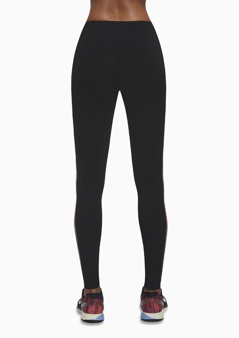 Legginsy sportowe damskie, czarne, kolorowe wstawki, Bas Black