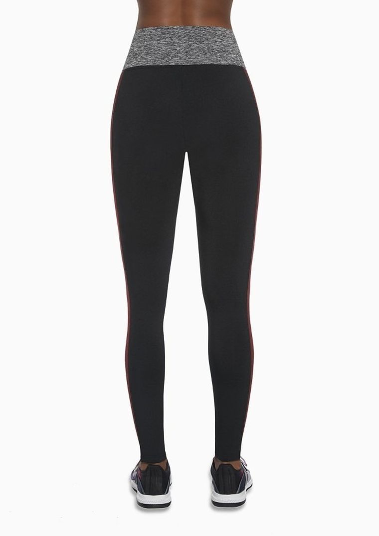 Legginsy sportowe damskie, czarne, lampasy, Bas Black