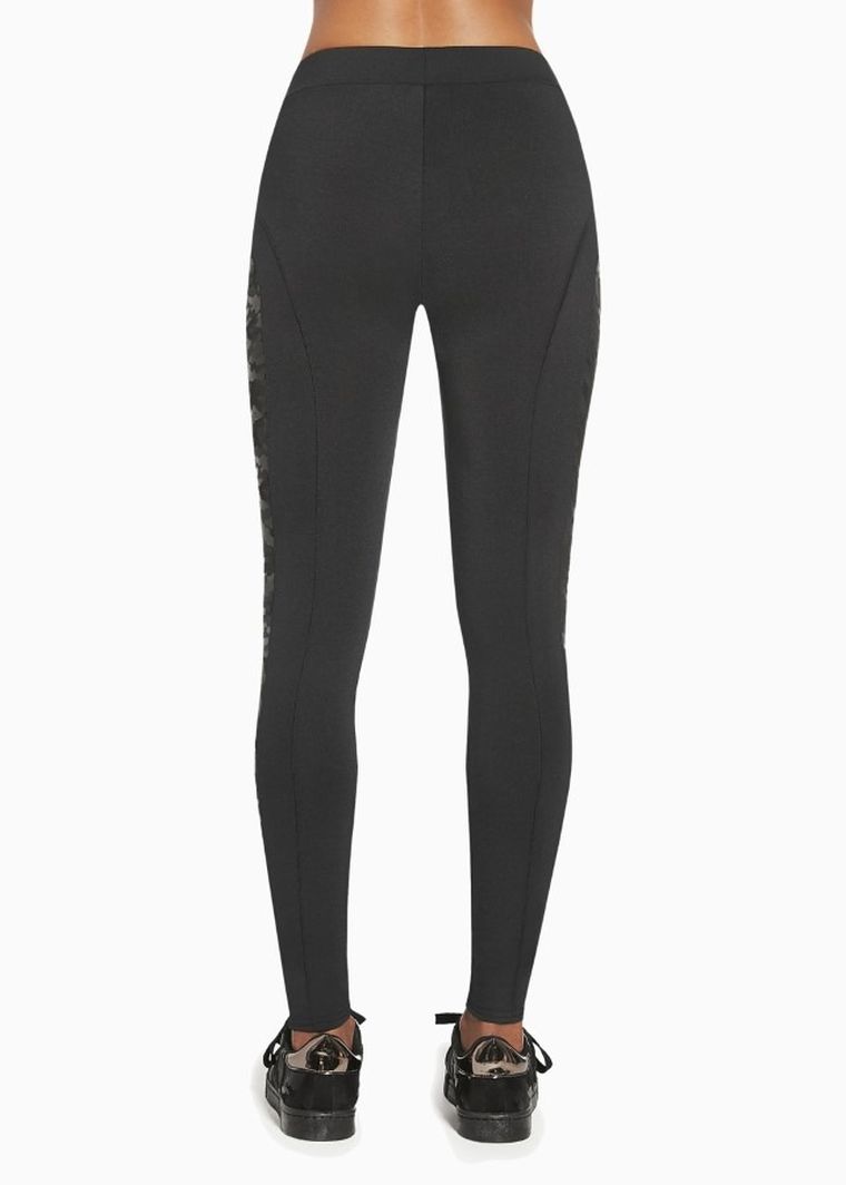 Legginsy sportowe damskie, czarne, moro, Bas Black