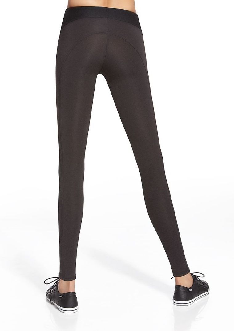 Legginsy sportowe damskie, czarne, przeszycia, Bas Black