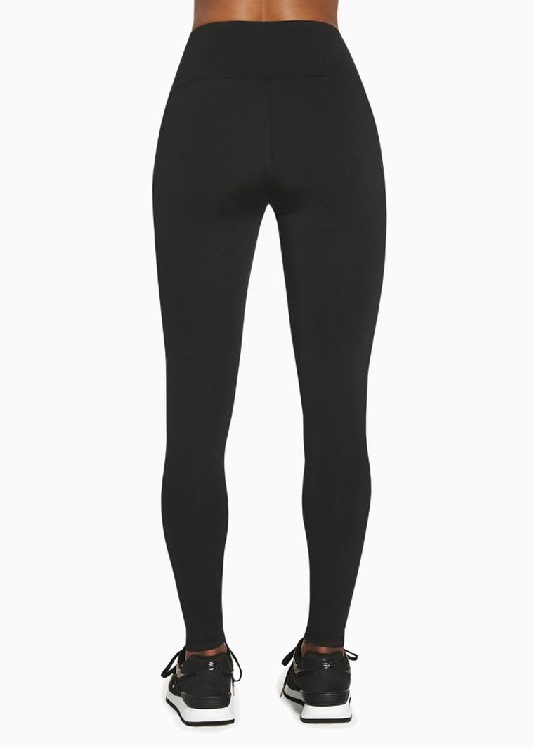 Legginsy sportowe damskie, czarne, wstawki, Bas Black