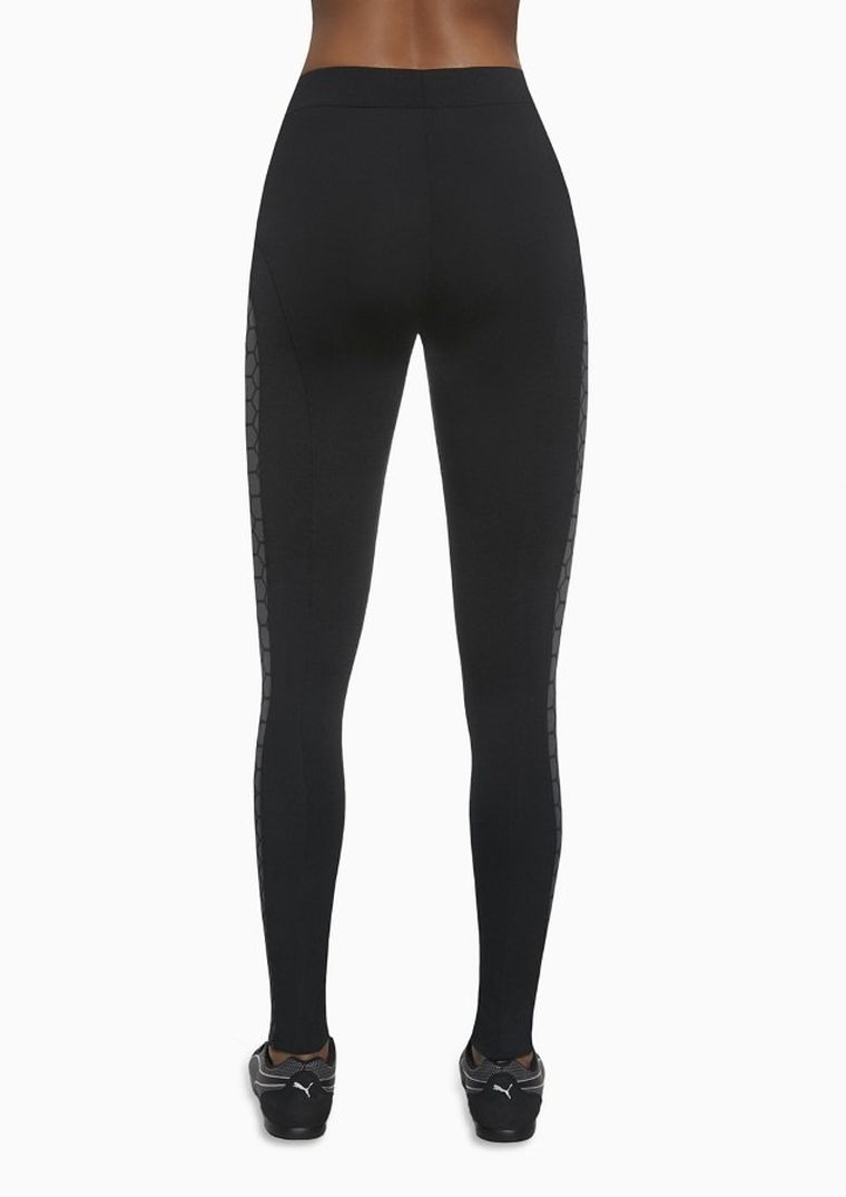 Legginsy sportowe damskie, czarne, wzorzyste wstawki, Bas Black