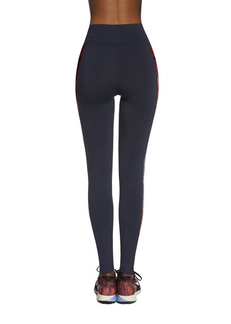 Legginsy sportowe damskie, granatowe, kolorowe wstawki, Bas Black