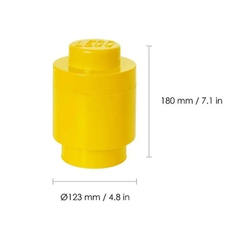 LEGO, Brick 1, okrągły pojemnik klocek, żółty