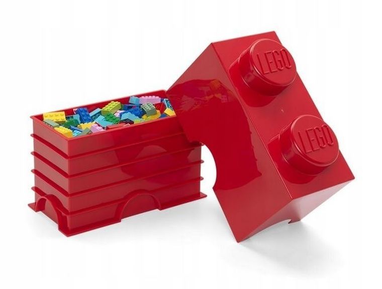 LEGO, Brick 2, pojemnik klocek, czerwony