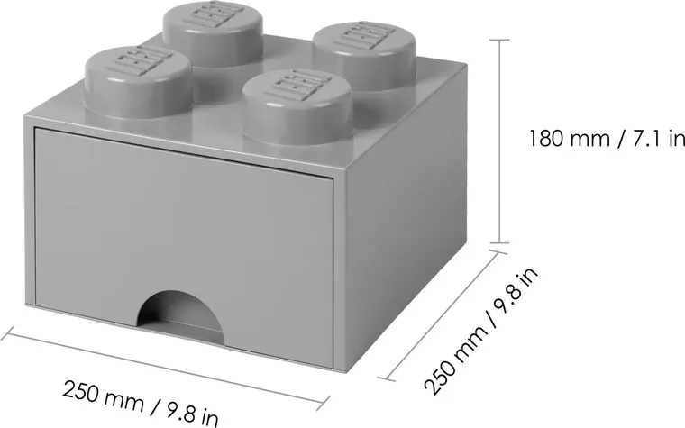 LEGO, Brick 4, pojemnik klocek z szufladą, szary