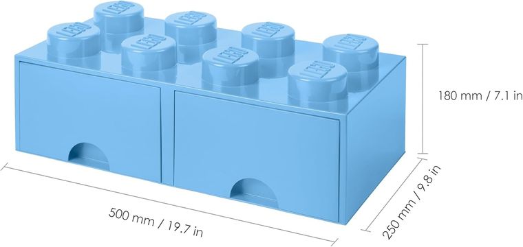 LEGO, Brick 8, pojemnik klocek z dwoma szufladami, błękitny