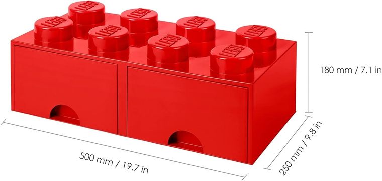 LEGO, Brick 8, pojemnik klocek z dwoma szufladami, czerwony