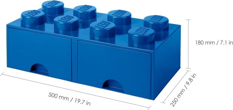 LEGO, Brick 8, pojemnik klocek z dwoma szufladami, niebieski