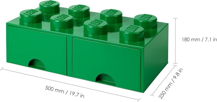 LEGO, Brick 8, pojemnik klocek z dwoma szufladami, zielony