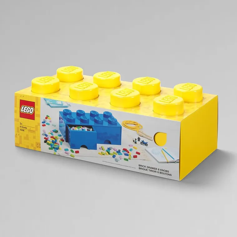LEGO, Brick 8, pojemnik klocek z dwoma szufladami, żółty