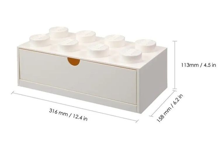 LEGO, Brick 8, pojemnik klocek z szufladą, biały