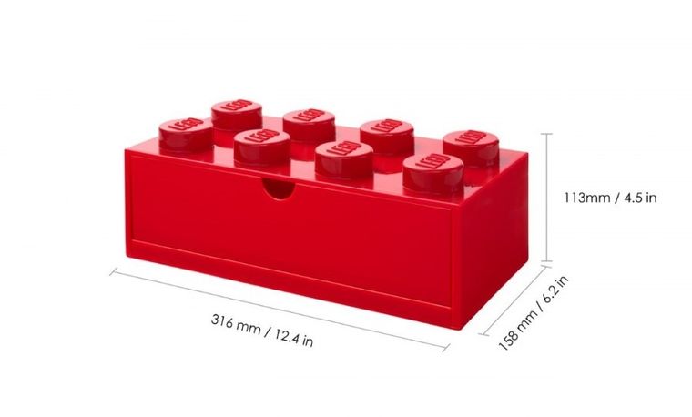 LEGO, Brick 8, pojemnik klocek z szufladą, czerwona