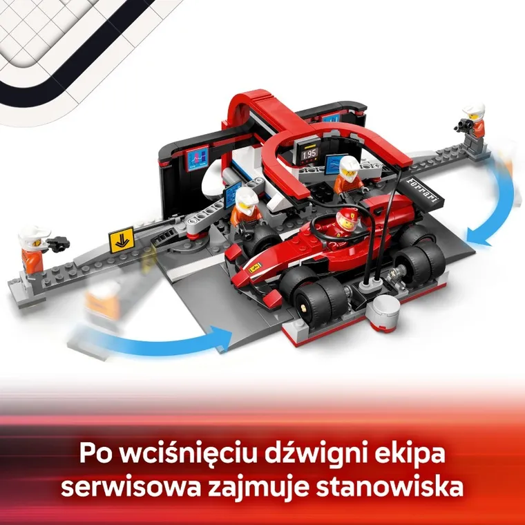 LEGO City, F1 Pit stop i mechanicy z bolidem Ferrari, 60443