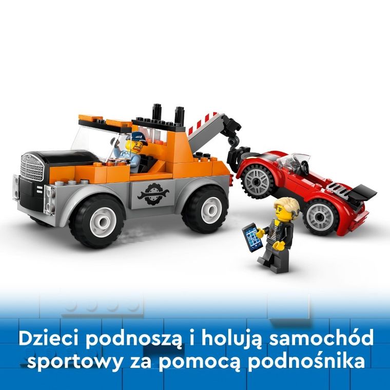 LEGO City, Samochód pomocy drogowej i naprawa sportowego auta, 60435