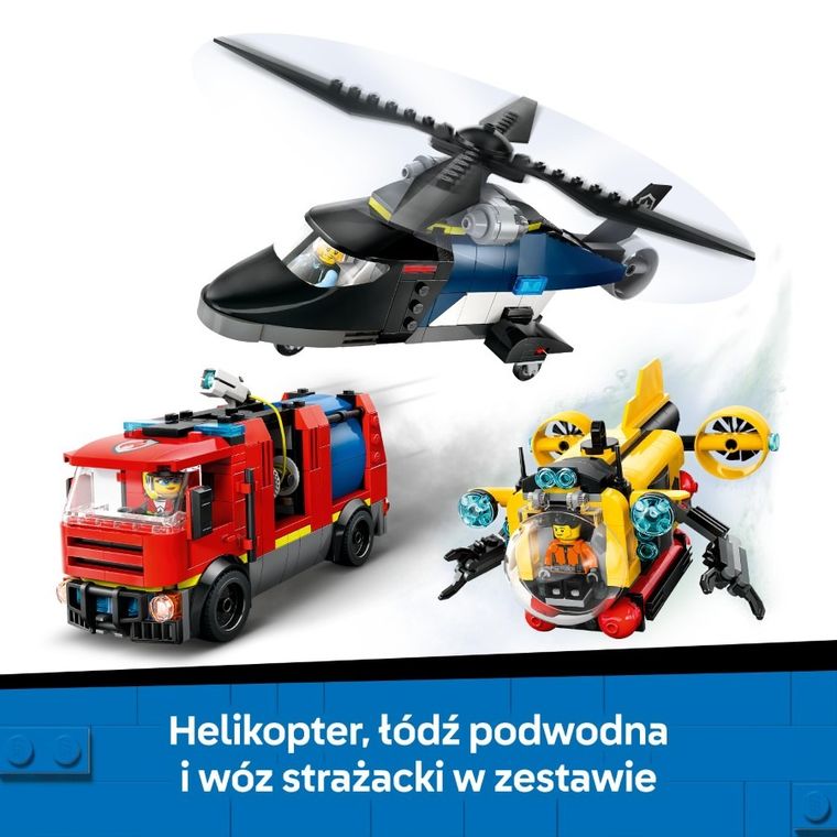 LEGO City, Zestaw z helikopterem, wozem strażackim i łodzią podwodną, 60462