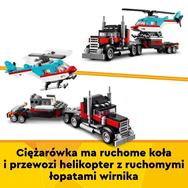 LEGO Creator, Ciężarówka z platformą i helikopterem, 31146