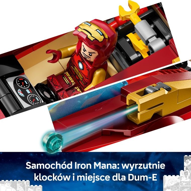 LEGO Marvel, Auto Iron Mana i Czarna Pantera kontra Czerwony Hulk, 76310