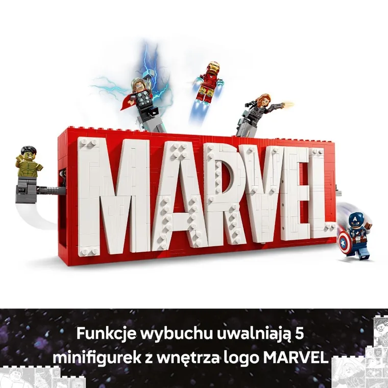 LEGO Marvel, Logo MARVEL z minifigurkami, 76313