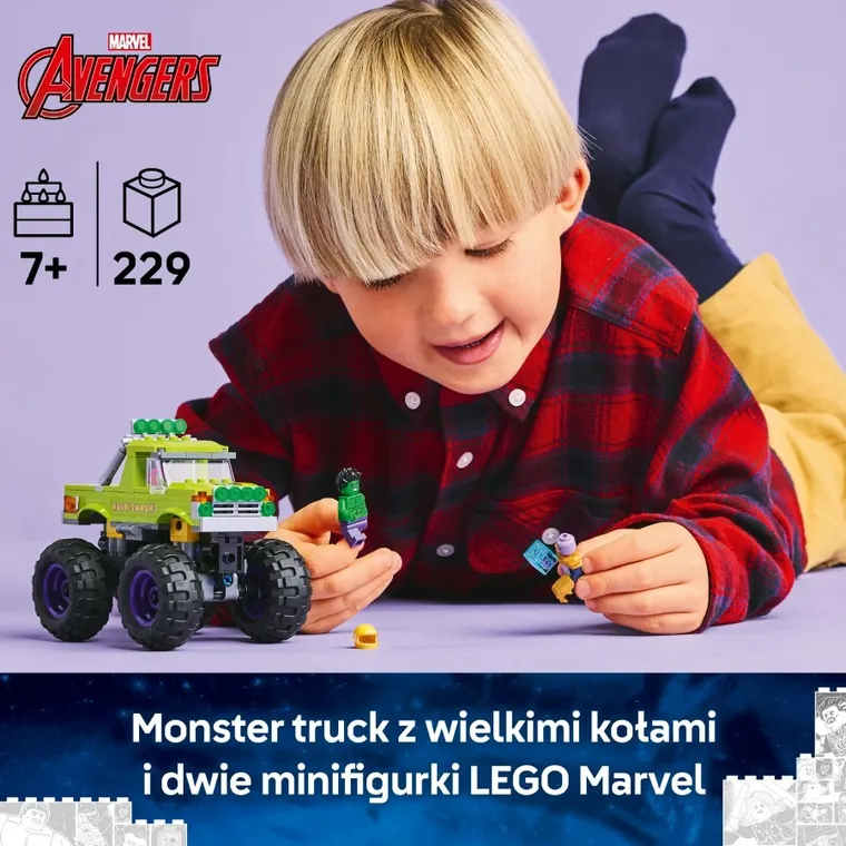 LEGO Marvel, Monster truck Hulka kontra Thanos, 76312