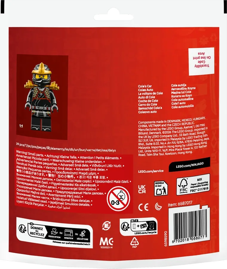 LEGO NINJAGO, Samochód ninja Cole’a, 30723