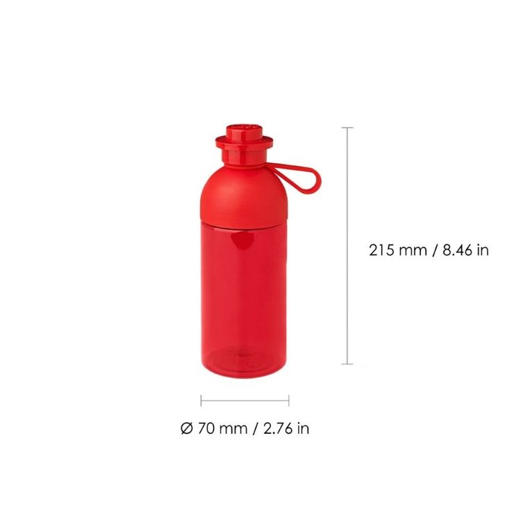 LEGO, przezroczysta butelka, czerwona, 500 ml