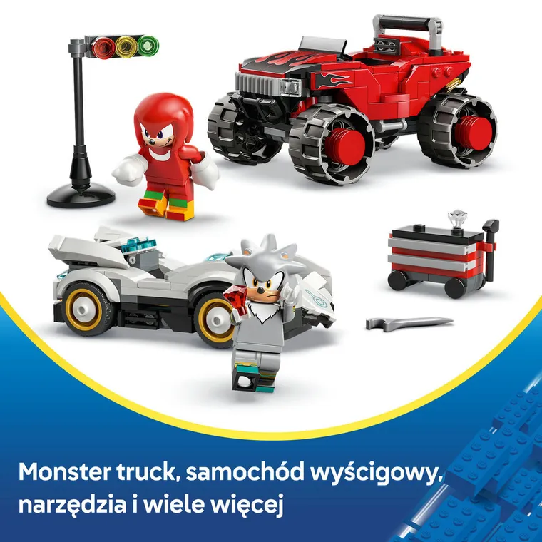 LEGO Sonic the Hedgehog, Silver w samochodzie kontra Knuckles w monster trucku, 77118