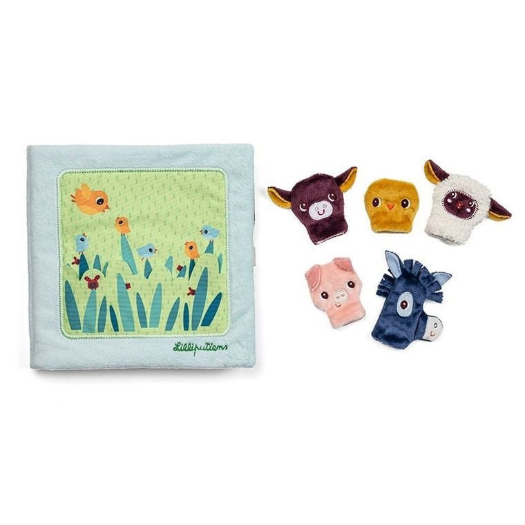 Lilliputiens, Farma, książeczka aktywizująca z mini-pacynkami, 12m+