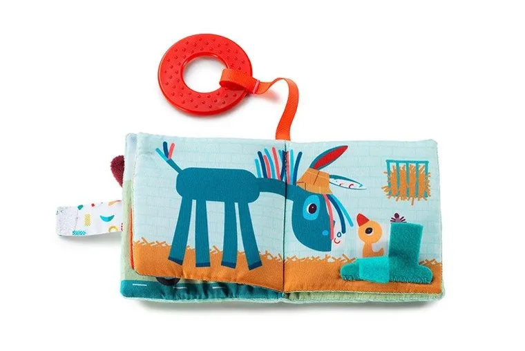 Lilliputiens, Farma, mini-książeczka wielofunkcyjna z szeleszczącą folią i gryzakiem, 6m+