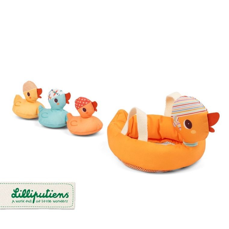 Lilliputiens, Kaczka i 3 magnetyczne kaczątka, zestaw do kąpieli, 9m+