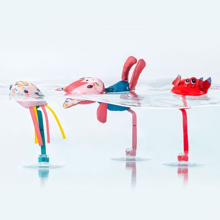Lilliputiens, Kotka Jeanne, zestaw 3 zabawek do kąpieli z przyssawkami, 3m+