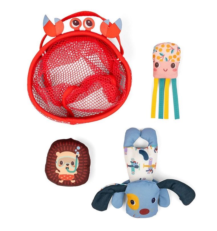 Lilliputiens, Piesek Jules, Sieć rybacka, zestaw zabawek do kąpieli, 12m+