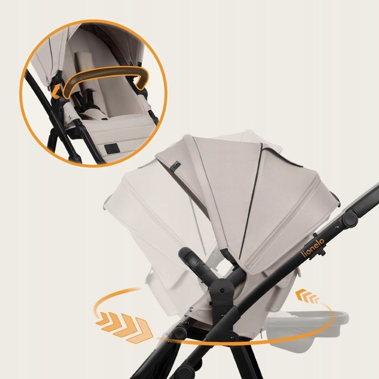 Lionelo, Amber Plus, wózek wielofunkcyjny 2w1, Beige Sand