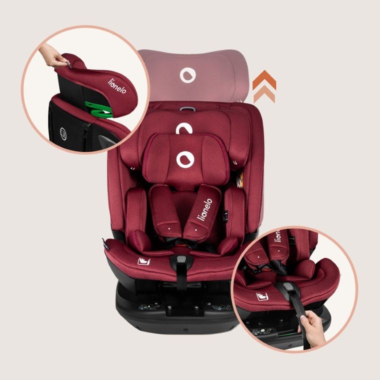 Lionelo, Bastiaan, fotelik samochodowy, i-Size, RWF, Red Burgundy, 40-150 cm