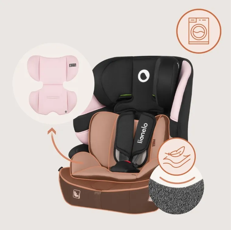 Lionelo, Billy, fotelik samochodowy, i-Size, Pink Baby, 76-150 cm