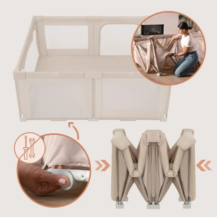 Lionelo, Florence, kojec dla dzieci, Easy Fold, beige sand