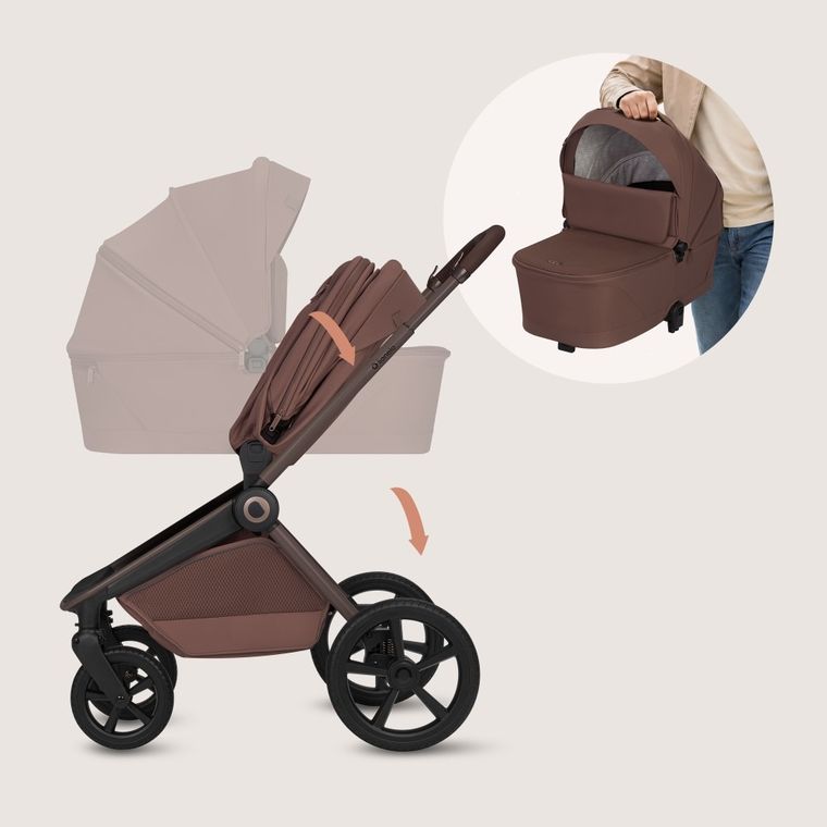 Lionelo, Freya, wózek wielofunkcyjny, składana gondola, 2w1, brown chocolate