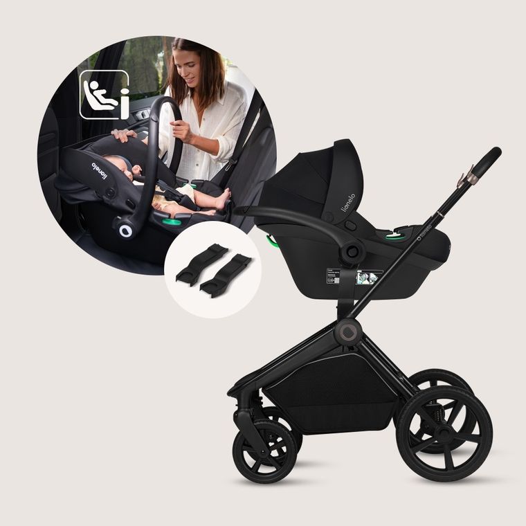 Lionelo, Freya, wózek wielofunkcyjny, składana gondola, 3w1, black onyx