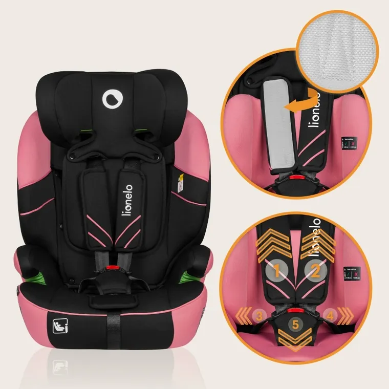 Lionelo, Levi One I-Size, fotelik samochodowy, Pink Rose, 76-150 cm