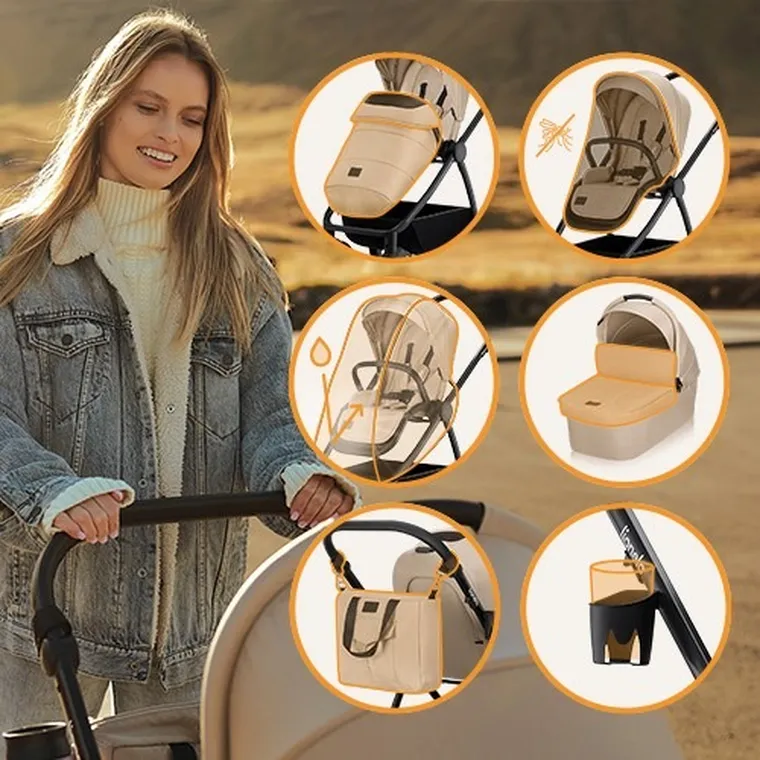 Lionelo, Meril, wózek wielofunkcyjny, 2w1, Beige Sand