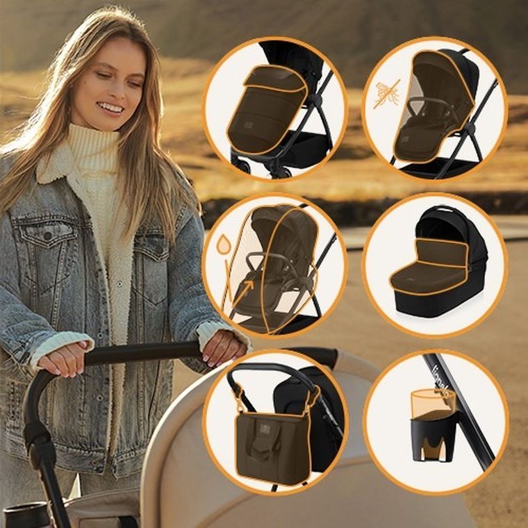 Lionelo, Meril, wózek wielofunkcyjny, 2w1, Black Onyx