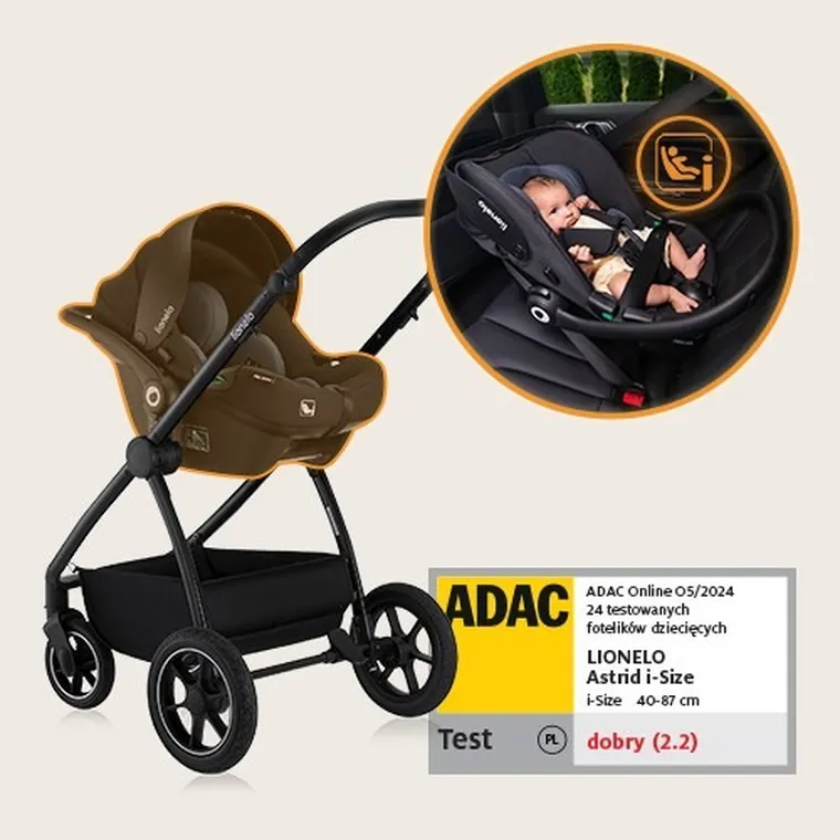 Lionelo, Meril, wózek wielofunkcyjny, 3w1, Beige Sand