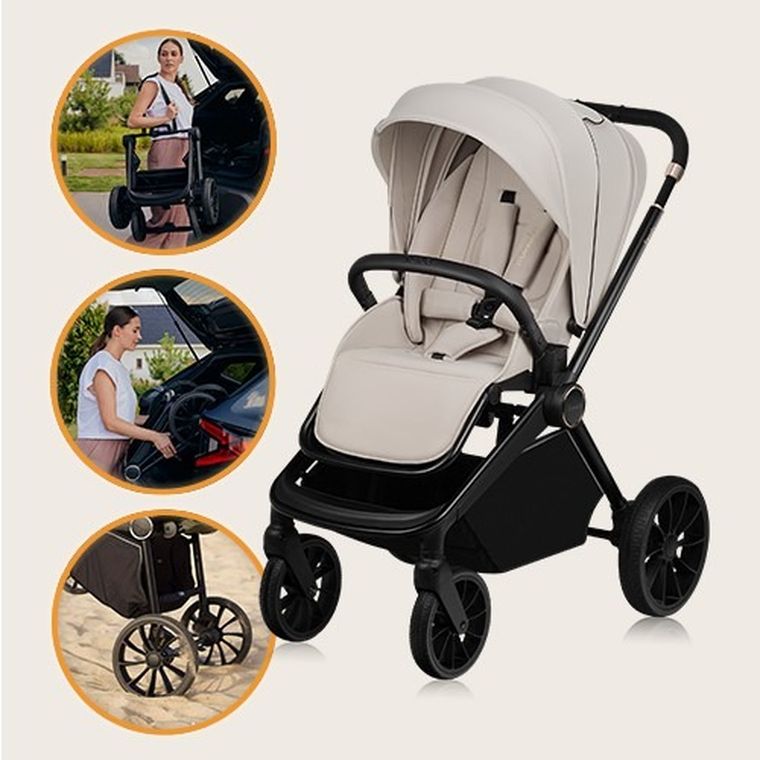 Lionelo, Mika Plus, wózek wielofunkcyjny, 2w1, Beige Sand